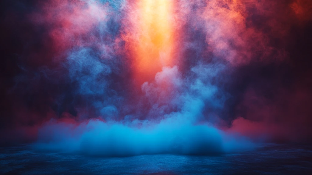 烟雾中的蓝橙光