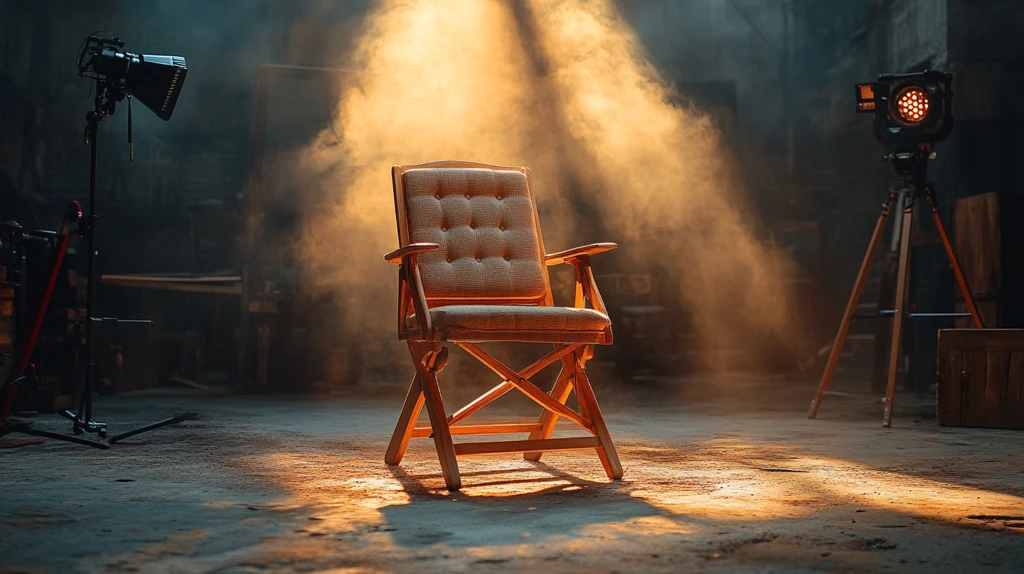 舞台聚光灯下的导演椅