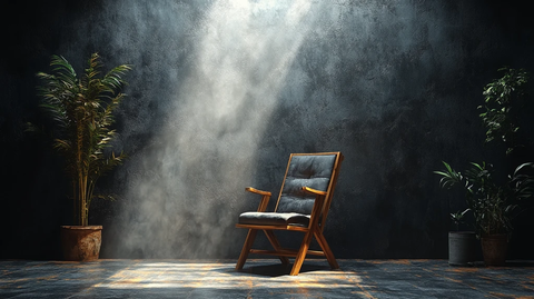 舞台聚光灯下的导演椅