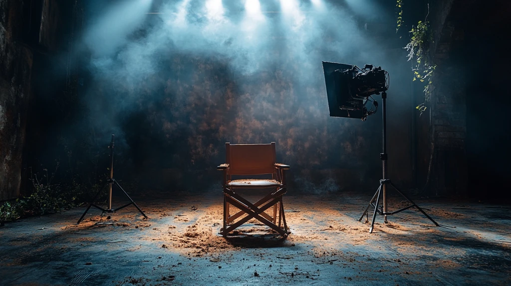 舞台聚光灯下的导演椅