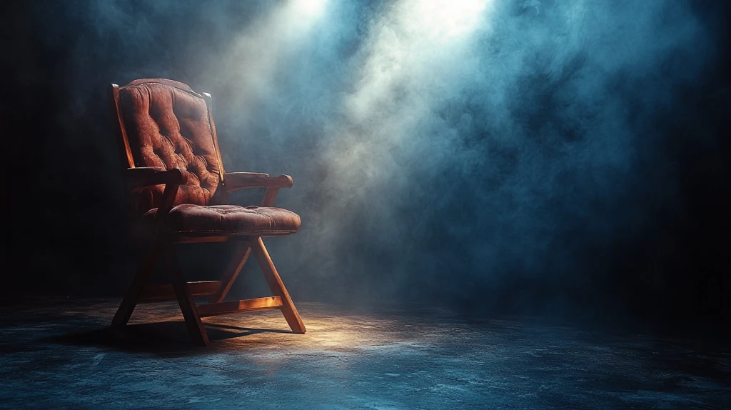 舞台聚光灯下的导演椅