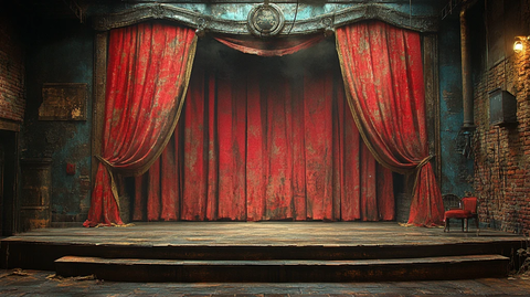 西班牙舞台与砖墙背景