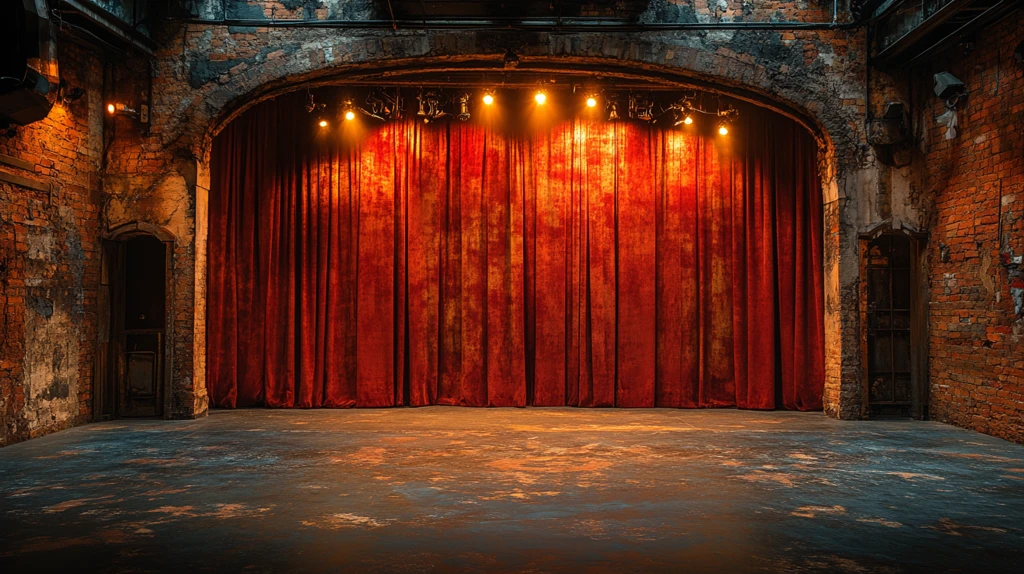 西班牙舞台与砖墙背景