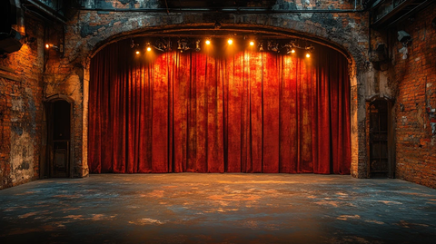 西班牙舞台与砖墙背景