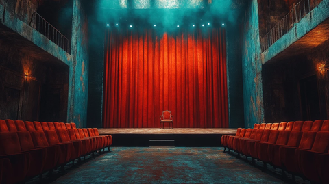 舞台中央的孤独木椅