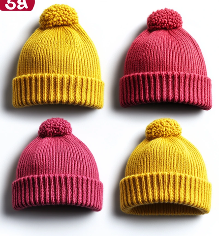 粉色红色黄色豆豆帽