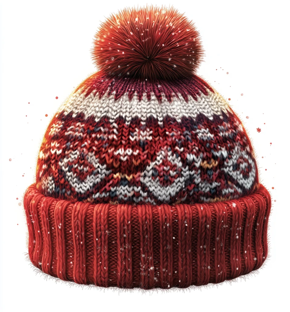 红色针织冬季帽