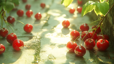 地上散落的樱桃