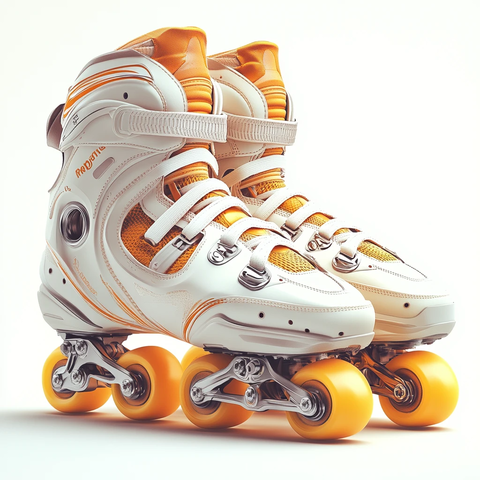 白色橙色轮滑鞋