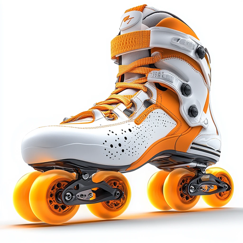 白色橙色轮滑鞋