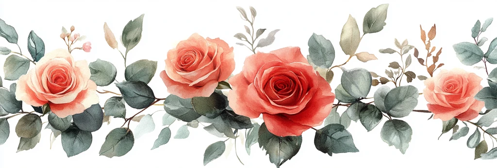 粉玫瑰与尤加利叶花环边框