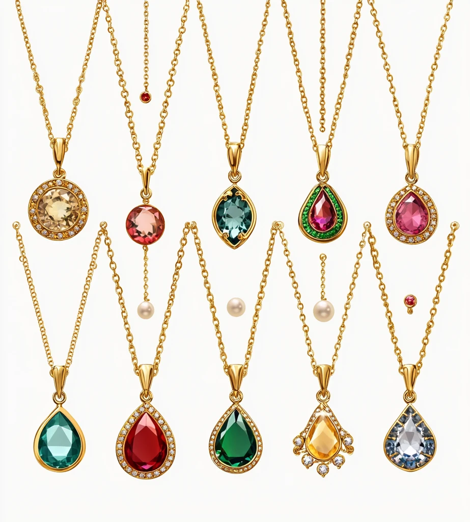 金链项链与多彩吊坠