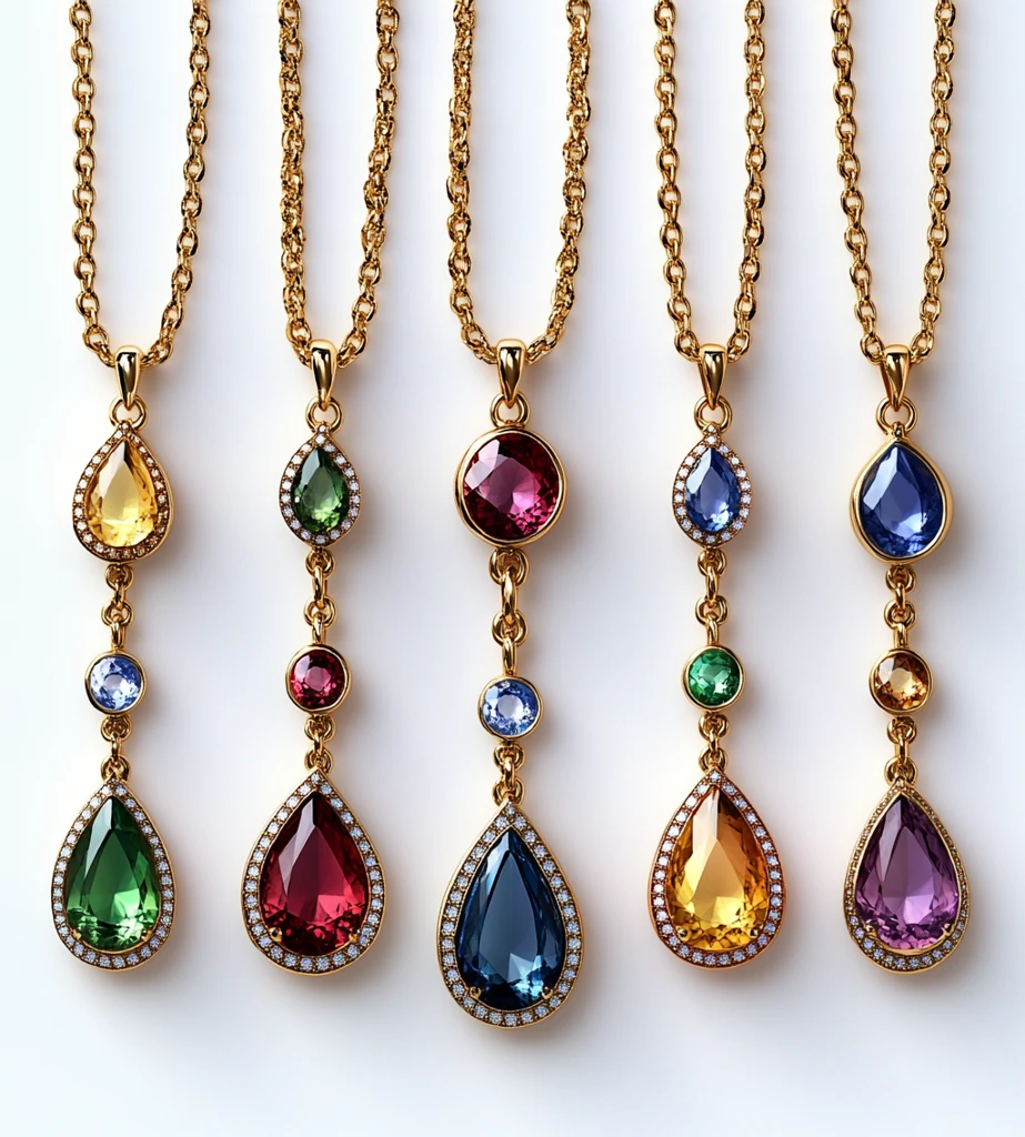 金链宝石吊坠项链