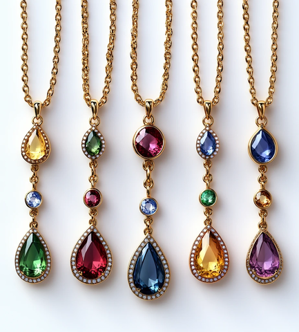 金链宝石吊坠项链