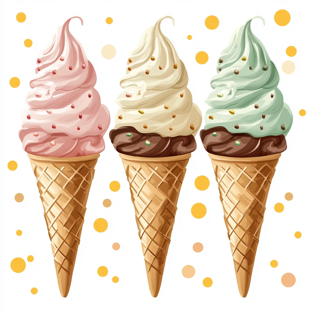 四色冰淇淋甜筒