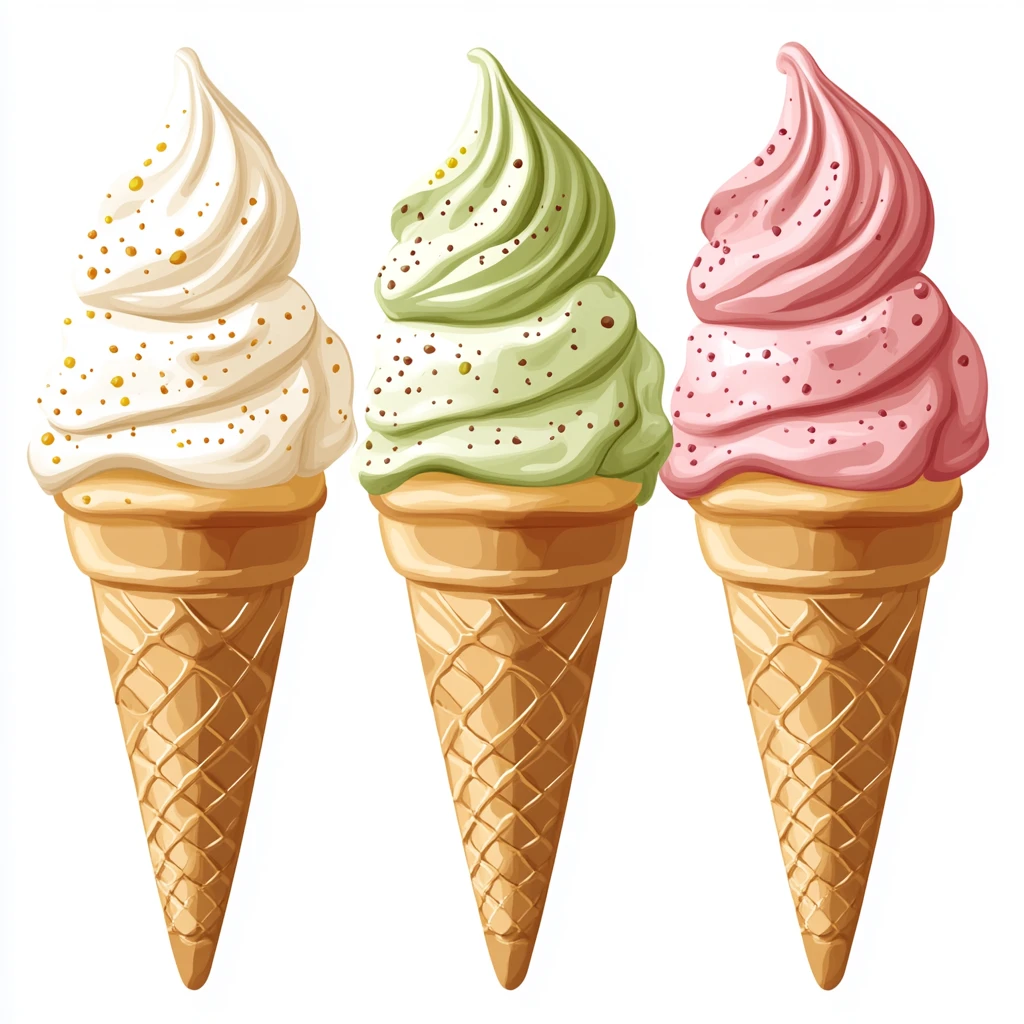 四色冰淇淋甜筒