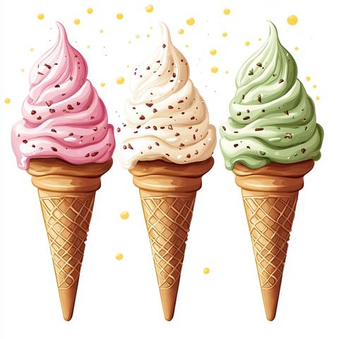 四色冰淇淋甜筒