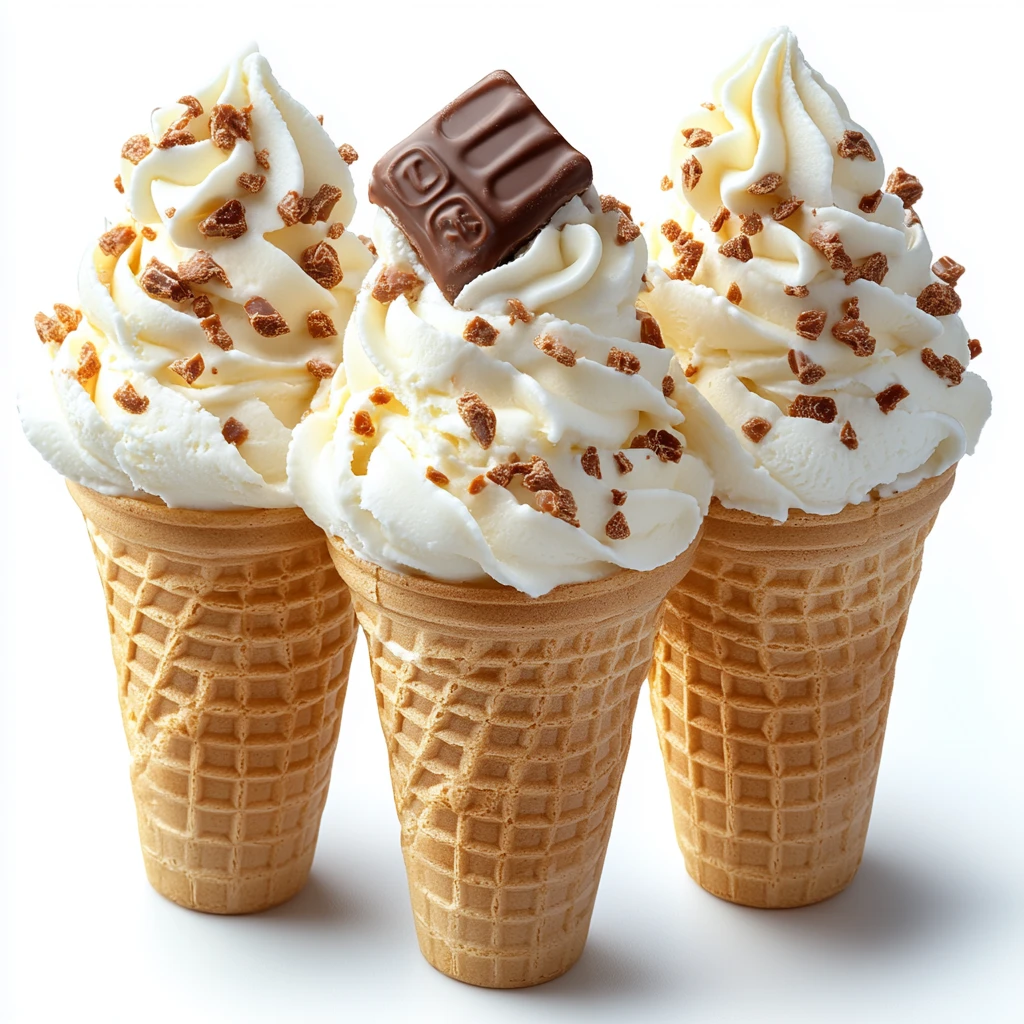 冰淇淋甜筒与巧克力棒