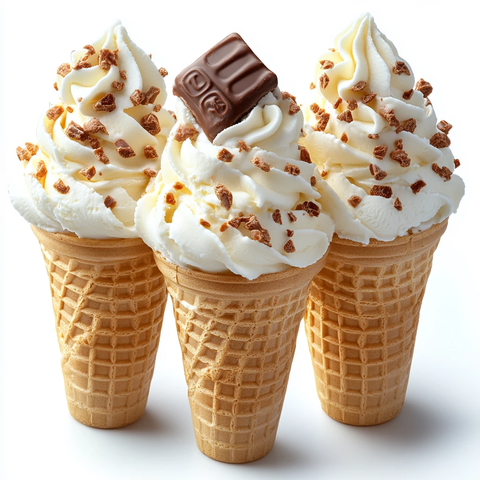 冰淇淋甜筒与巧克力棒