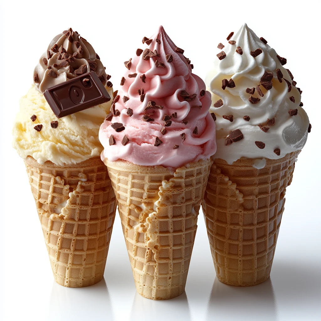 冰淇淋甜筒与巧克力棒