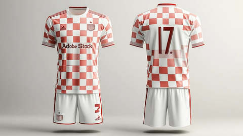 红白格子足球服模板