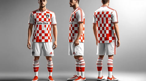 红白格子足球服模板