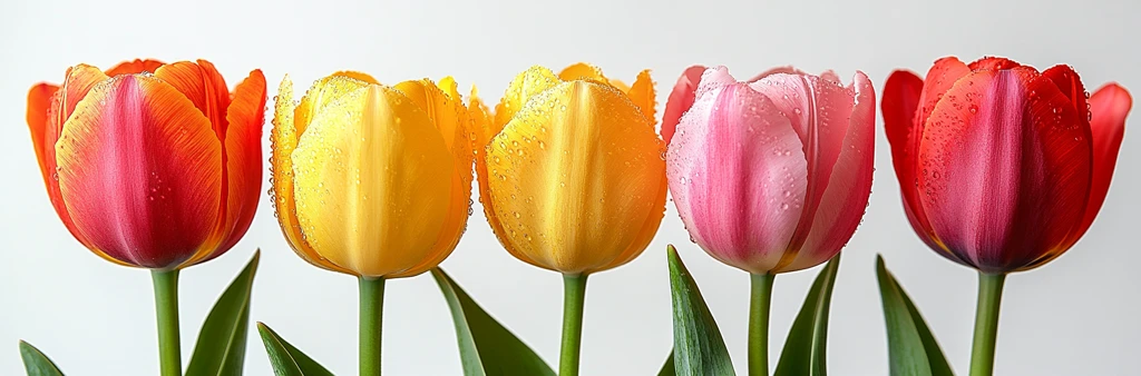 三色郁金香花束