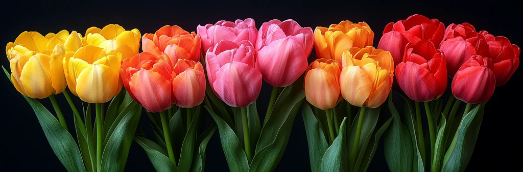 三色郁金香花束