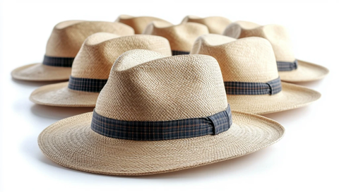 六顶奶油色软呢帽