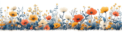 春季花卉边框插画