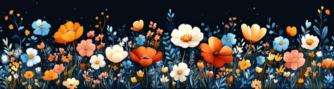 春季花卉边框插画