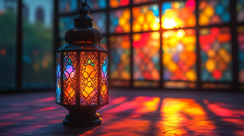 彩色光图案的伊斯兰几何背景