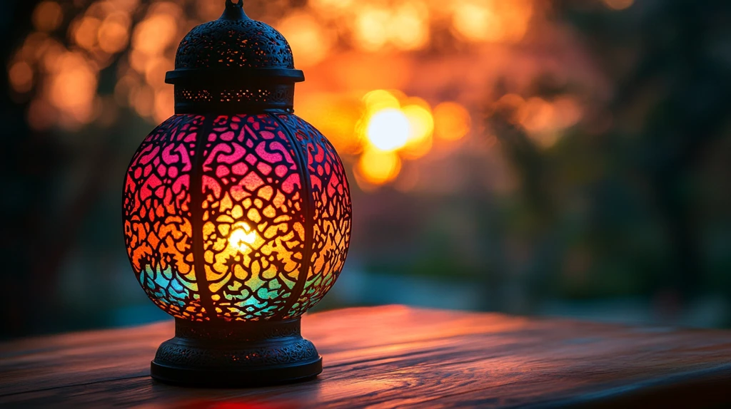 彩色光图案的伊斯兰几何背景