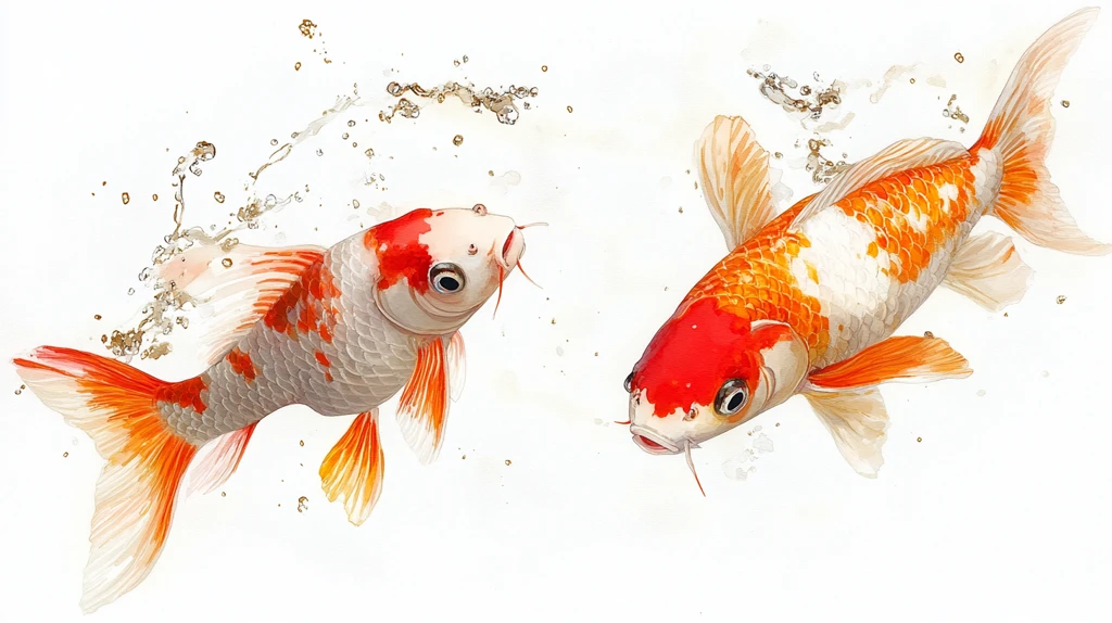 红白锦鲤水中游