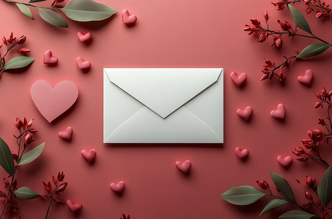 红色信封与白色卡片