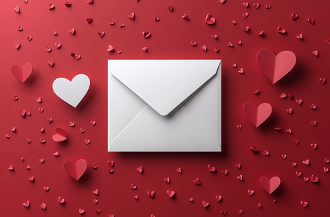 红色信封与白色卡片