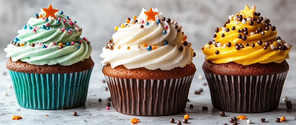 彩色糖霜纸杯蛋糕