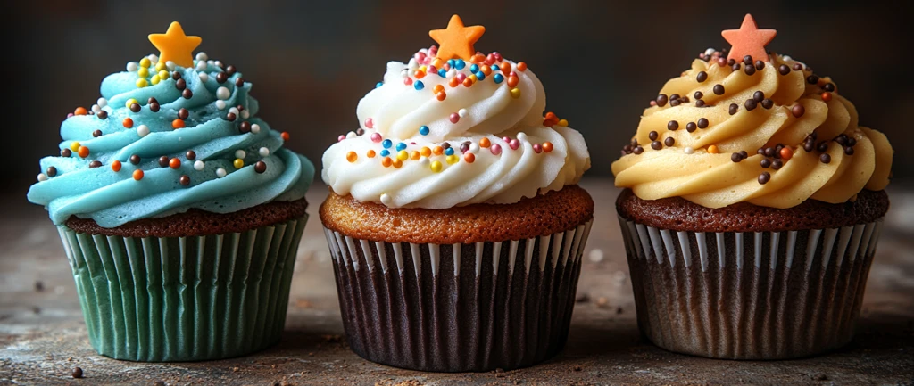 彩色糖霜纸杯蛋糕