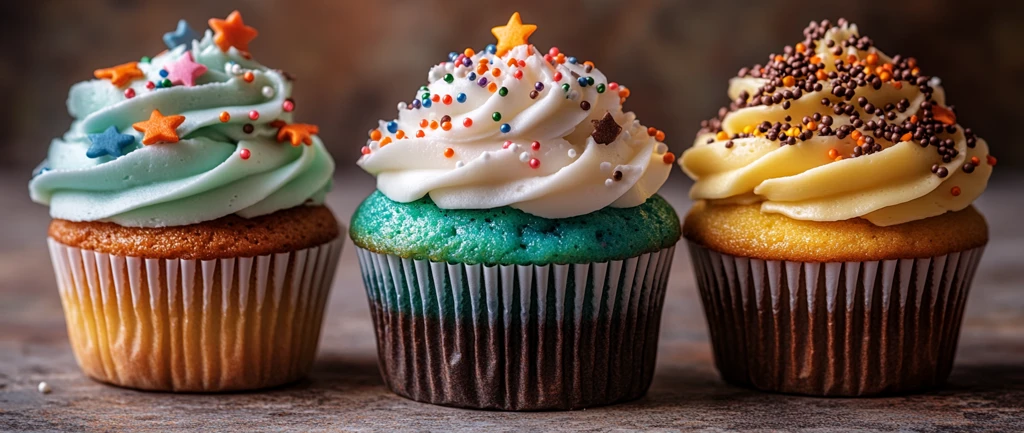 彩色糖霜纸杯蛋糕