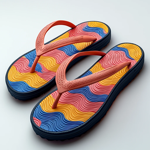 彩色波浪人字拖