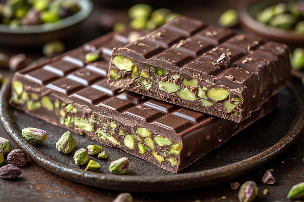 巧克力棒与开心果馅