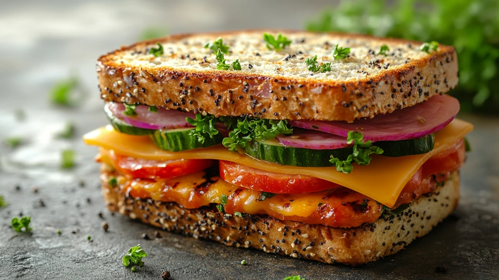 火腿奶酪蔬菜三明治