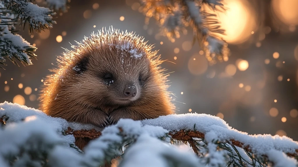 松树下休息的豪猪