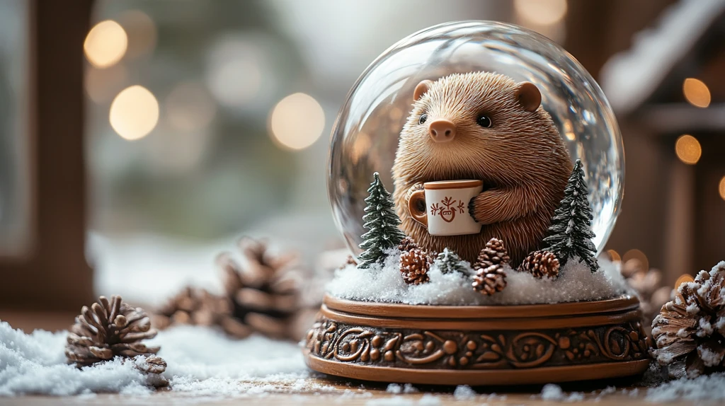 雪球中的豪猪喝热可可