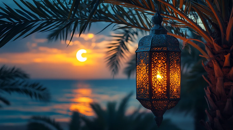 金色椰枣树与新月