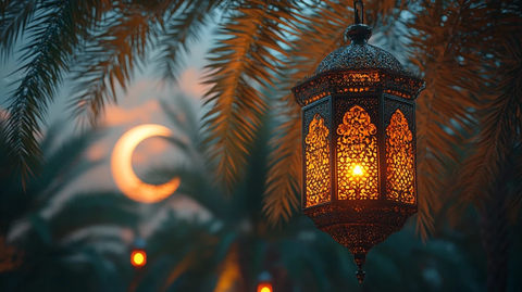 金色椰枣树与新月