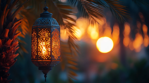 金色椰枣树与新月