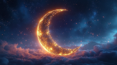 金色新月与星空