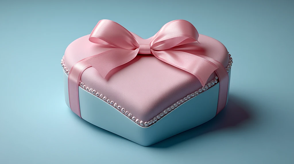心形礼物盒与粉色丝带