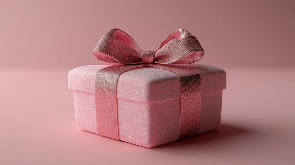 心形礼物盒与粉色丝带